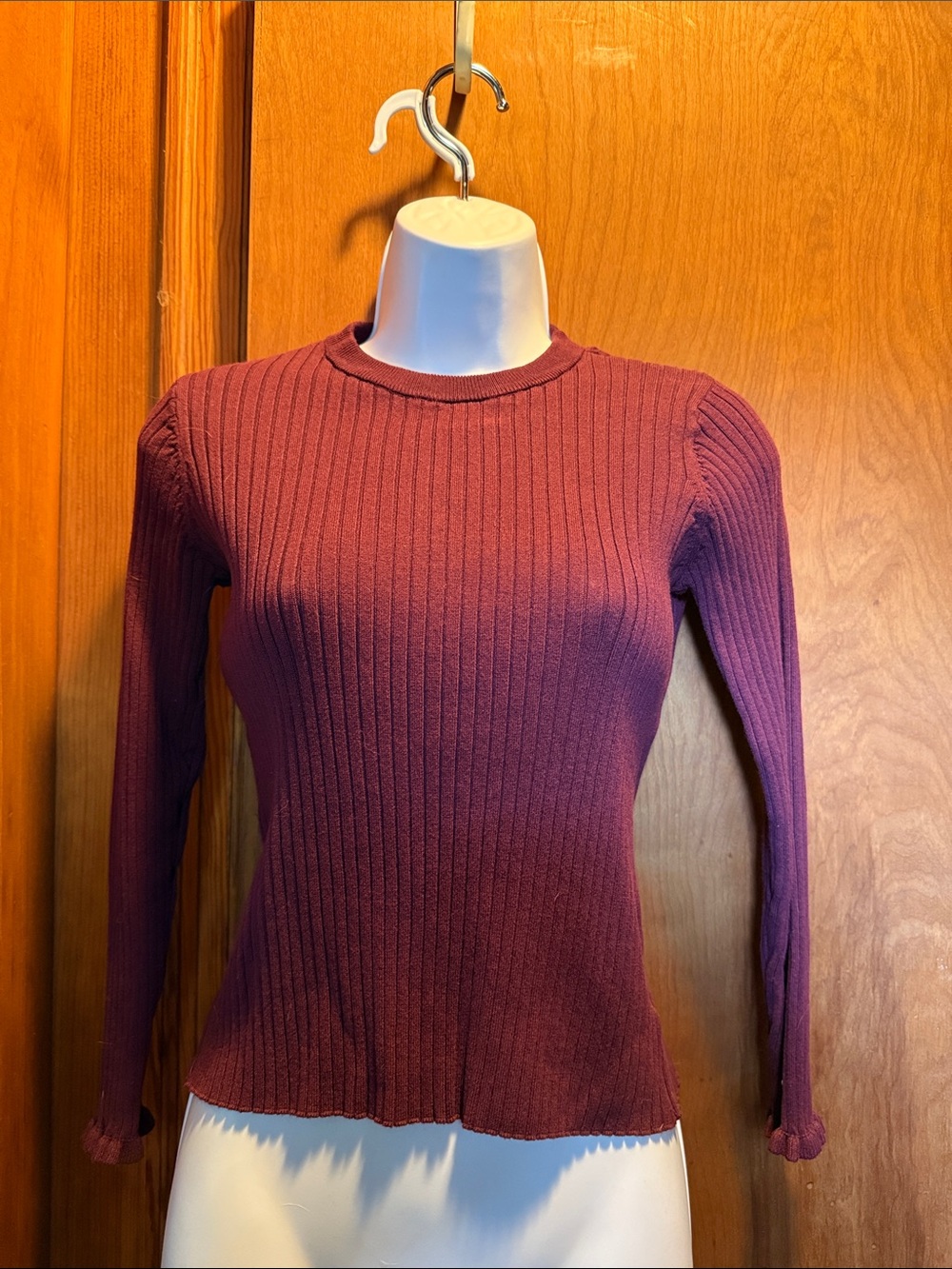 Ribbed Long Sleeve Sweater - Plum